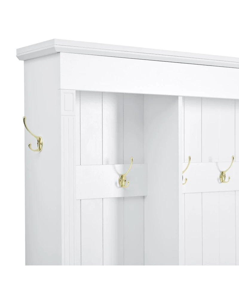 Streamdale Furniture Elegant App Controlled Led Hall Tree with Roman Column Design & Storage Bench