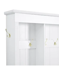 Streamdale Furniture Elegant App Controlled Led Hall Tree with Roman Column Design & Storage Bench