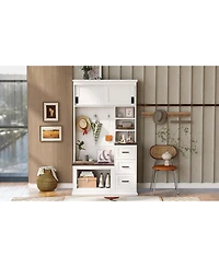 Streamdale Furniture Modern Entryway Bench with Coat Rack, 3 Shelves, Drawers & Hooks