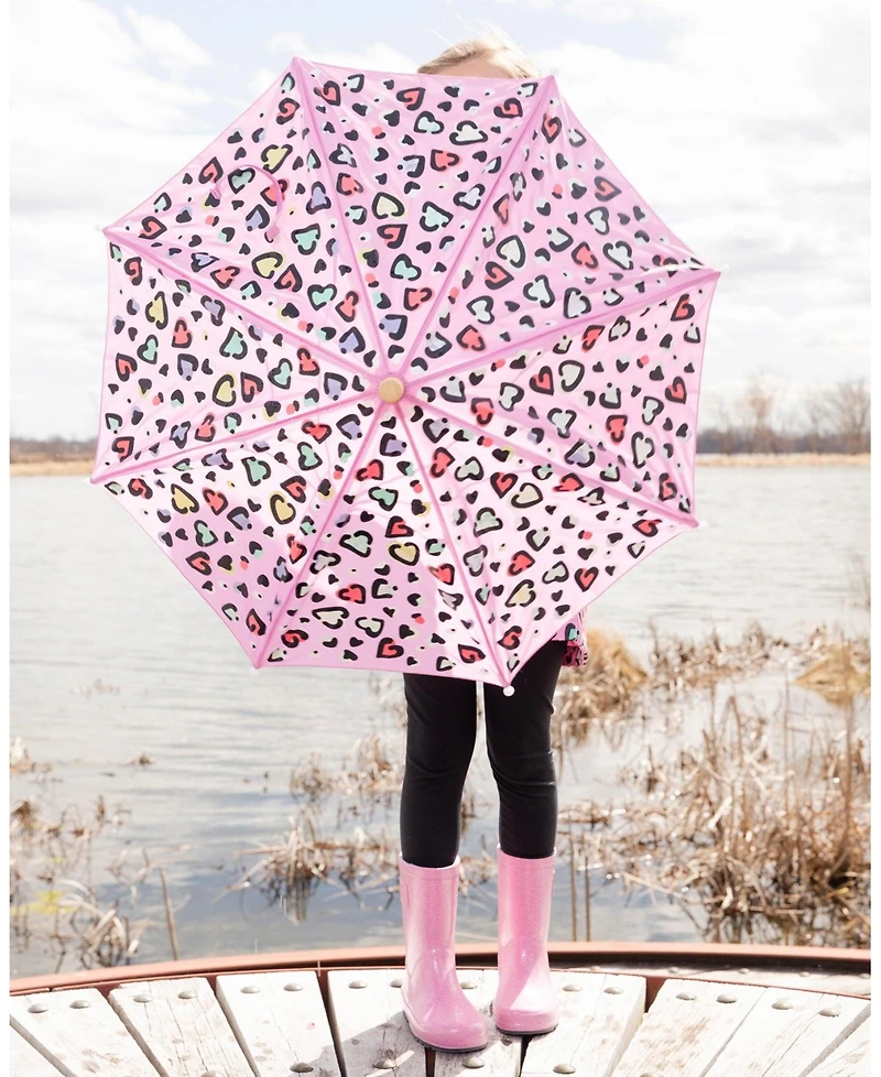 Deux par Deux Girl Color-Changing Umbrella Hearts Print