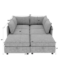 Streamdale Furniture Modular Sectional Sofa with Storage and Sleeper Function
