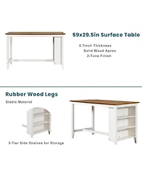 Streamdale Furniture Rustic Farmhouse Counter Height Dining Table Set with 4 Chairs