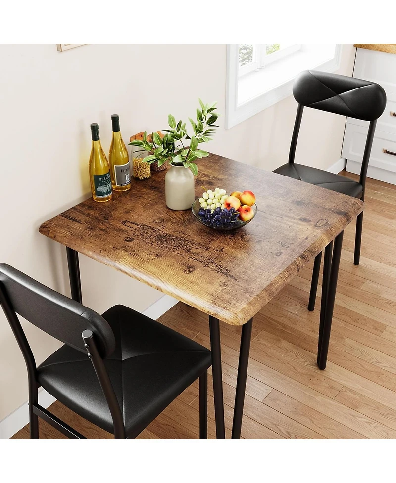 gaomon Dining Table Set for 4 Kitchen Table with Upholstered Chairs for Kitchen Room and Small Spaces (Retro Table with 2 Upholstered Chairs)