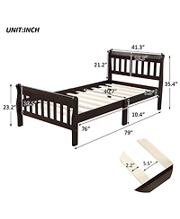 Streamdale Furniture Streamdale Wood Platform Bed Sleigh Bed Frame with Headboard/Footboard