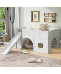 Streamdale Furniture Streamdale Wooden Low Loft Bed with Storage, Slide, Door & Window