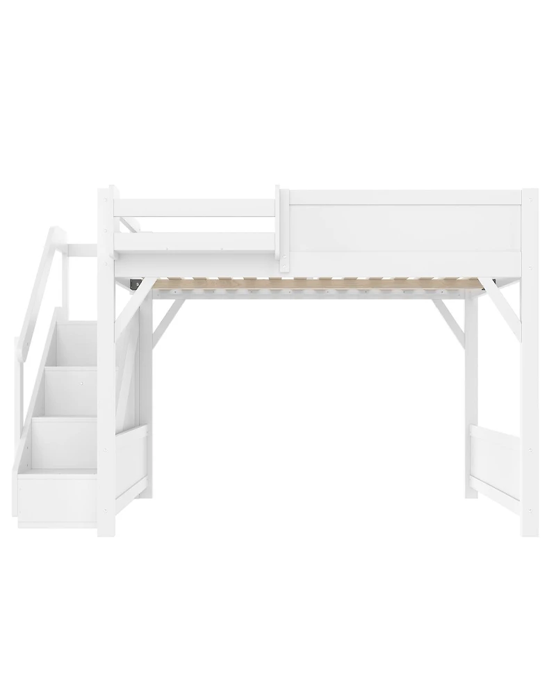 Streamdale Furniture Streamdale Loft Bed w/Wardrobe & Storage, Solid Wood