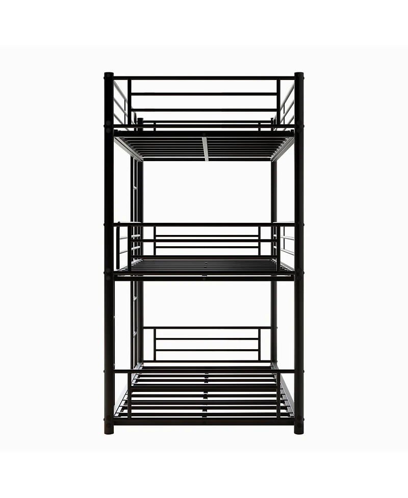 Streamdale Furniture Sturdy Metal Triple Bunk Bed with Guardrails & Ladders