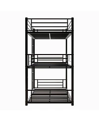 Streamdale Furniture Sturdy Metal Triple Bunk Bed with Guardrails & Ladders