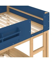 Streamdale Furniture Streamdale Bunk Bed with Trundle, Wood Bunk Bed Frame with Bookshelf