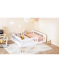 Streamdale Furniture Wood Full Size Platform Bed with Guardrail