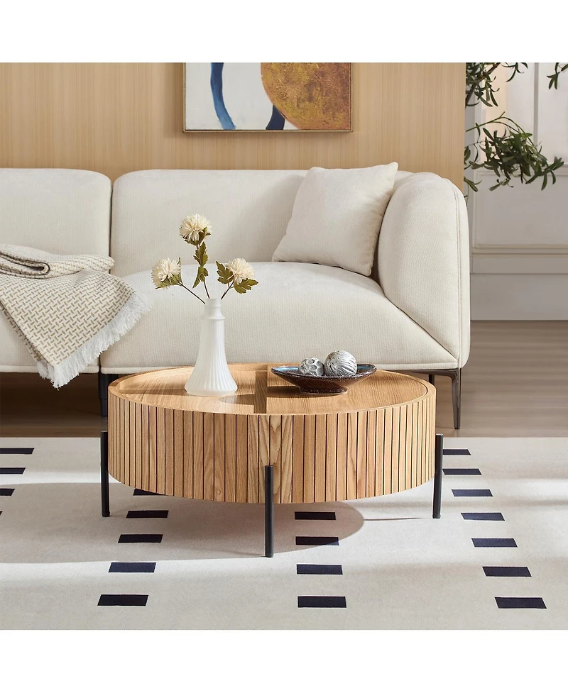 Streamdale Furniture Round Coffee Table with Storage Modern Accent Tea Table