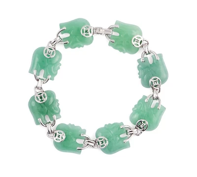 Macy's Green Jade Elephant (15 x 15mm) Station Bracelet in Sterling Silver