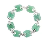 Macy's Green Jade Elephant (15 x 15mm) Station Bracelet in Sterling Silver
