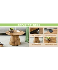 Streamdale Nested coffee table set, modern wood grain veneer, round living room center table.
