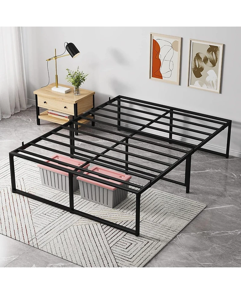 gaomon Bed Frame, Metal Bed Platform Frame 14 Inch with 3 in 1 Steel Support