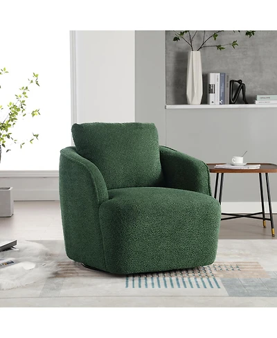Streamdale Furniture Boucle Upholstered Swivel Accent Barrel Chair & Round Sofa Chair
