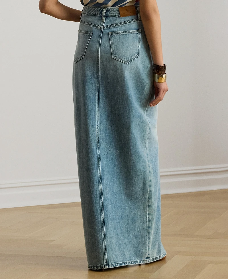 Lauren Ralph Women's Denim Pencil Maxi Skirt