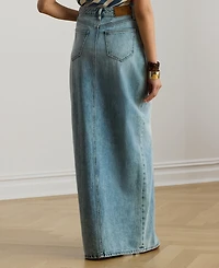 Lauren Ralph Women's Denim Pencil Maxi Skirt