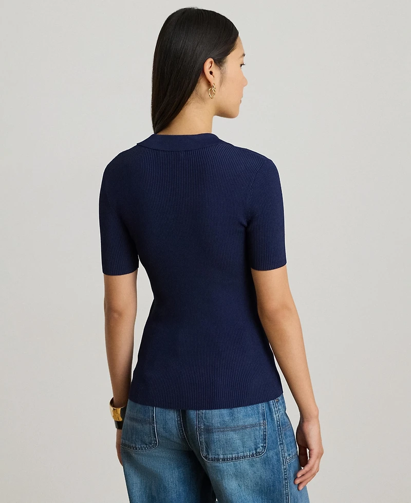 Lauren Ralph Women's Slim Fit Polo Collar Top