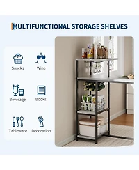 gaomon Dining Table Set for 2 3-Piece Expandable Bar Table and Chairs Set with Storage Shelves and Wine Rack Small Kitchen Dining Set