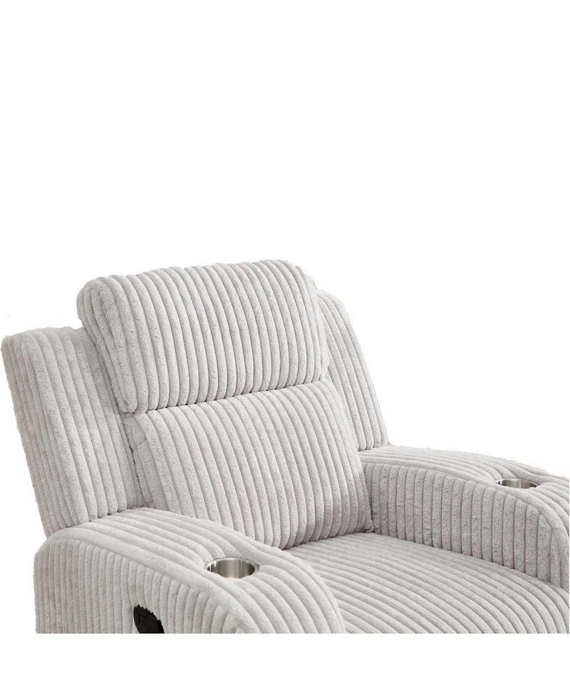 Streamdale Furniture Reclining Corduroy Sofa Couch with Cup Holders