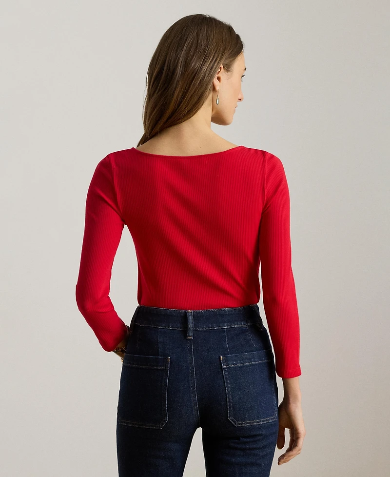 Lauren Ralph Women's Slim Fit Boat Neck Top