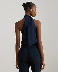 Lauren Ralph Women's Halter Neck Tie Detail Top
