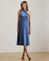 Lauren Ralph Women's Prasetijo Sleeveless Halter Neck Dress
