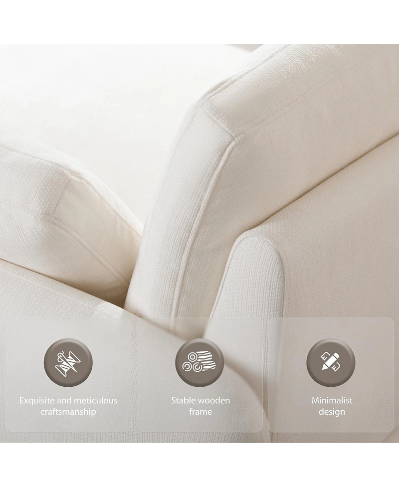 Streamdale Furniture Streamdale Oversized Chenille Sofa Chair, Wide Seat Accent Chair, Modern Comfy Armchair