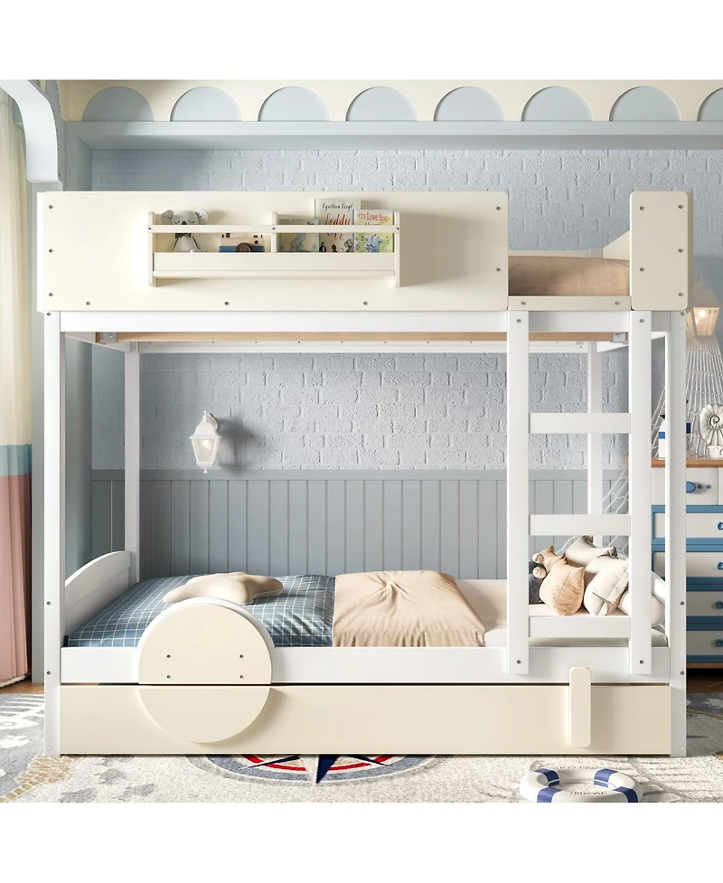 Streamdale Furniture Full Bunk Bed with Trundle and Storage