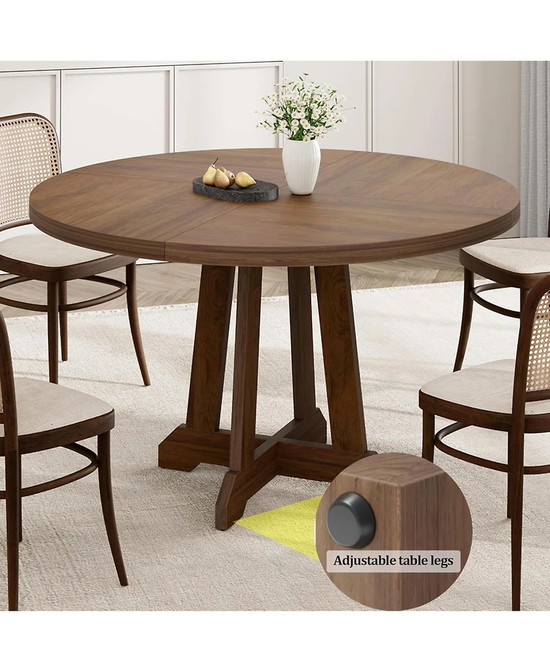 gaomon Round Dining Table for 4-6 People 47 Inch Round Dining Table Wooden Kitchen Table with Sturty Legs Dining Room Table for Dining Room Kitchen