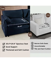 Boyel Living Modular Sectional Sofa , 3-Seater Comfy Cloud Couches with Movable Ottoman, Chenille