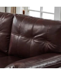 Streamdale Furniture 59" Modern Faux Leather Loveseat Sofa with Storage, Big Armrest
