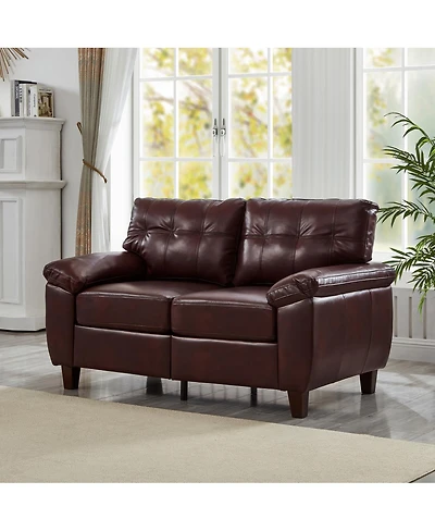 Streamdale Furniture 59" Modern Faux Leather Loveseat Sofa with Storage, Big Armrest