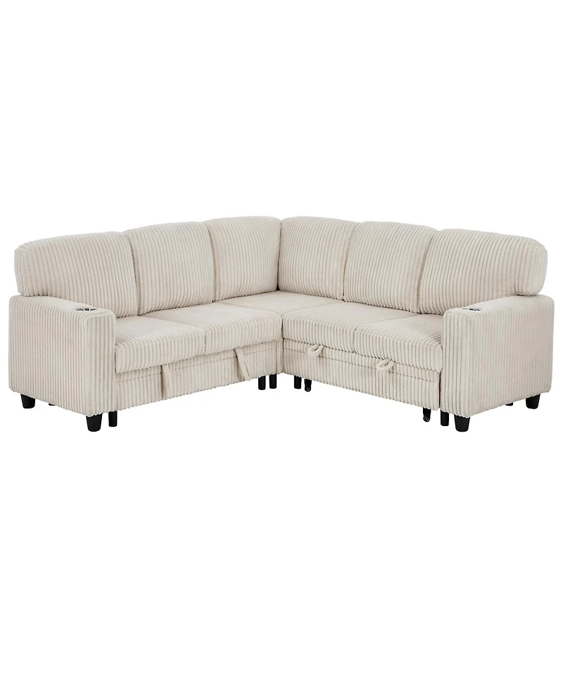 Streamdale Furniture L-Shaped Sectional Sofa Bed with Pull-Out Bed & Storage