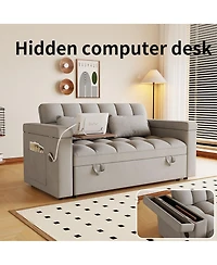 Streamdale Furniture Streamdale 65-inch 3-in-1 Foldable Sofa Bed with Table, Storage Armrests & Adjustable Back