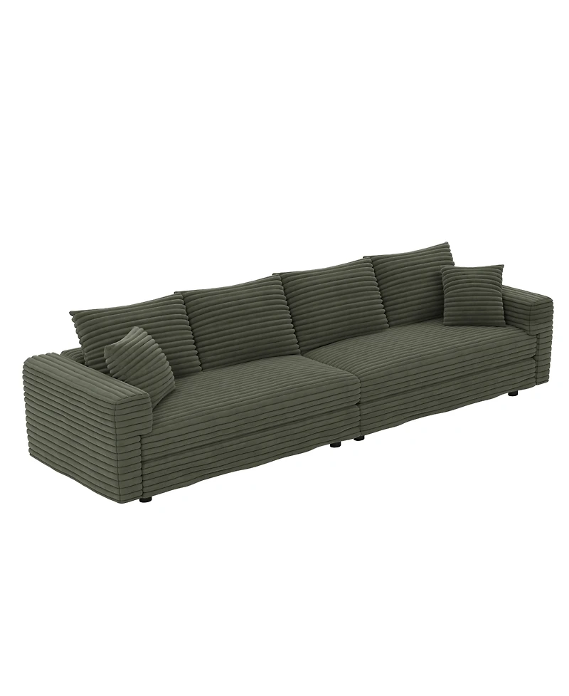 Streamdale Furniture Streamdale 102" Plush Corduroy 4-Seat Sofa, Modern Comfy Upholstered Cloud Couch