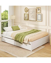 Sugift Queen Size Bed Frame with 2 Rolling Storage Drawers