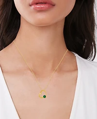 Macy's Lab Grown Emerald (0.75 ct. t.w.) Open Heart Pendant Necklace in 14k Gold Over Sterling Silver