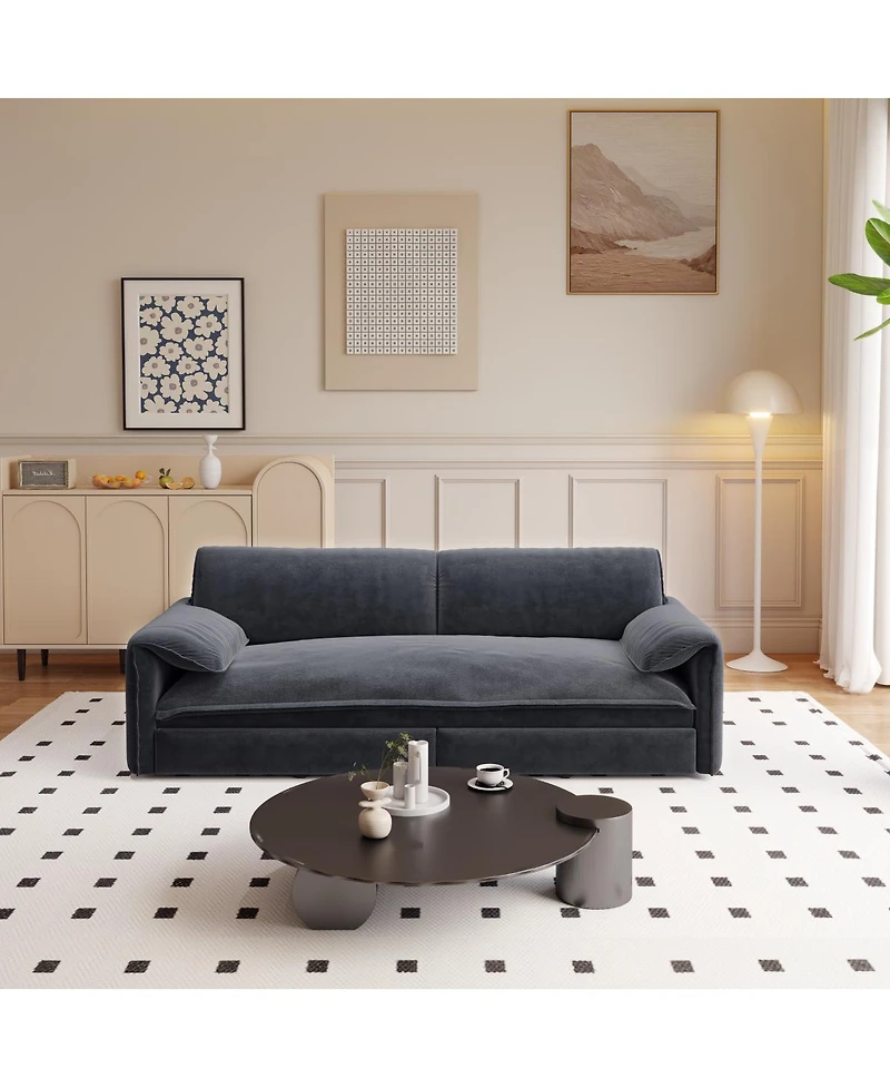 Streamdale Furniture 66" Queen Pull Out Sofa Bed with Storage, 3-in-1 Convertible Velvet Loveseat