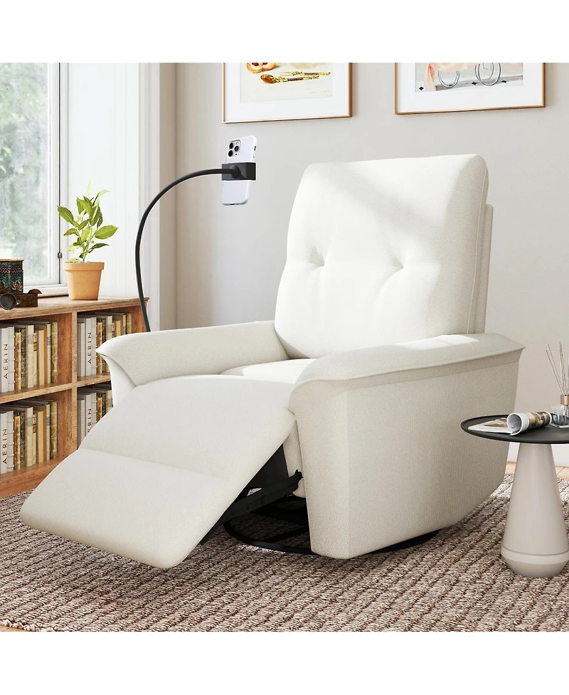 Streamdale Furniture 270° Power Swivel Rocker Recliner w/ Phone Holder & Usb Ports