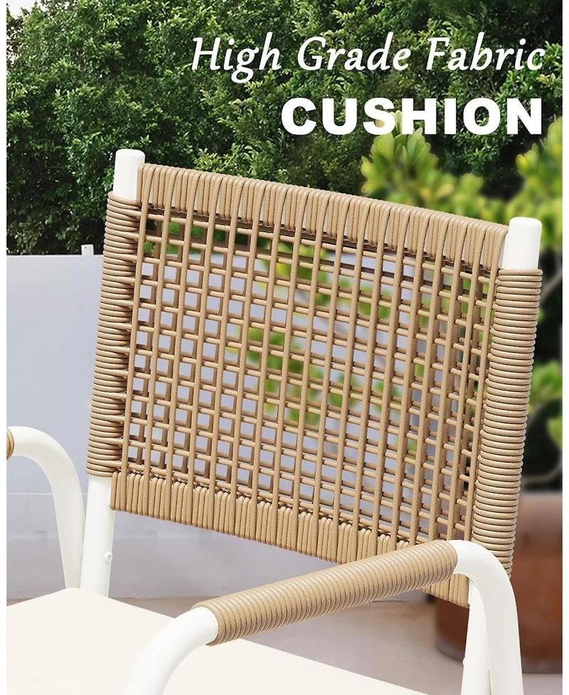gaomon 2Pcss Patio Wicker Chairs, Outdoor Rattan Dining Chairs with Cushions & Metal Legs, Balcony Rattan Armchairs for Outdoor Lawn Balcony Backyard