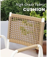 gaomon 2Pcss Patio Wicker Chairs, Outdoor Rattan Dining Chairs with Cushions & Metal Legs, Balcony Rattan Armchairs for Outdoor Lawn Balcony Backyard