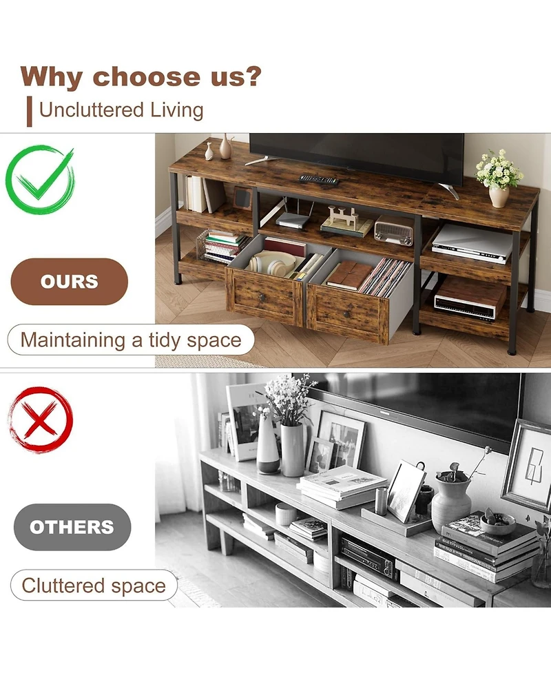 gaomon 79" Tv Cabinet with Drawers & Shelves