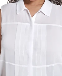 Calvin Klein Plus Collared Neck Sleeveless Top