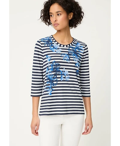 Olsen Women's Stripe & Floral Print T-Shirt