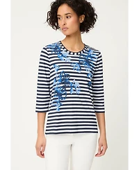 Olsen Women's Stripe & Floral Print T-Shirt