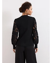 Phase Eight Women's Harriet Lace Sleeve Round Neck Jumper