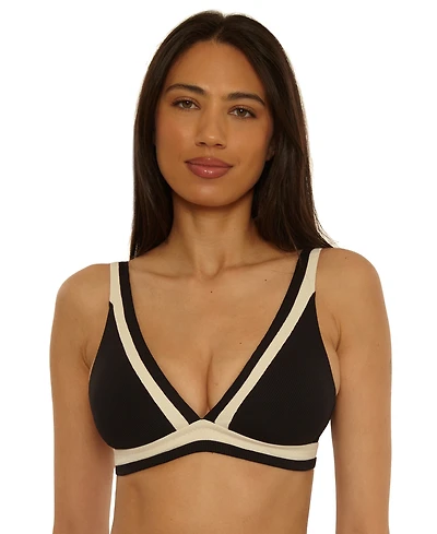 Becca Women's Coast Line Fine Rib Color-Block Swim Top