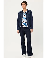 Olsen Women's Graphic Floral Split Neck T-Shirt